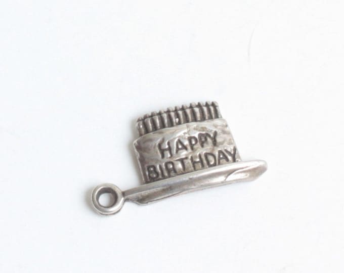 Sterling Birthday Cake Charm Happy Birthday Smaller Size Vintage