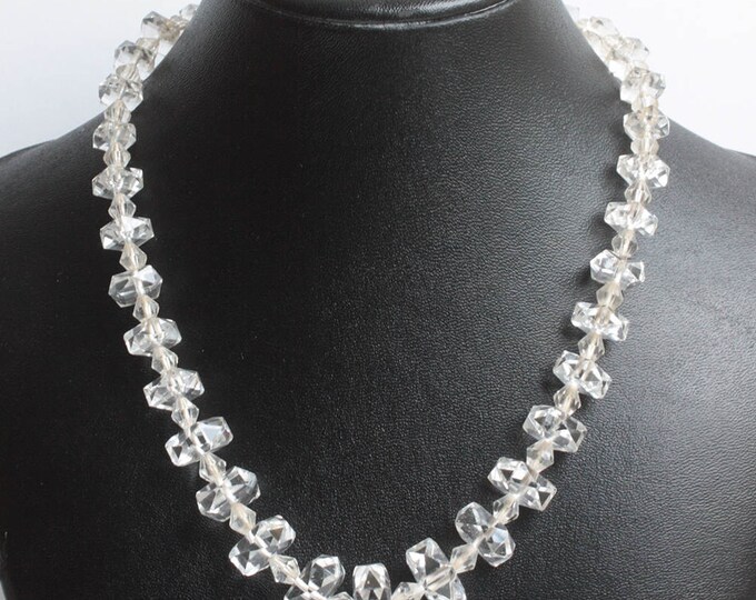 Art Deco Rock Crystal Necklace 16 Inch Bridal Wedding Jewelry Vintage Crystal Necklace