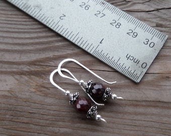 Genuine Garnet Fine Silver Dangle Handmade Earrings