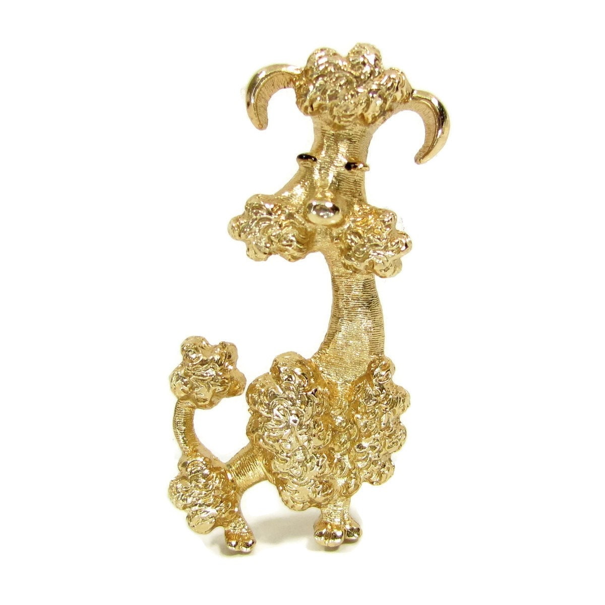 Vintage AVON SNOOTY POODLE Dog Pin Gold Tone Figural Brooch Designer Signed