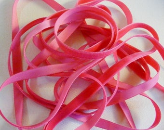 Vintage French 1920's Velvet Ribbon 5/16 Inch Gorgeous Shocking Pink