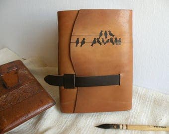 personalized leather journal, custom monogram, vintage style, travel notebook, brown journal, Spring