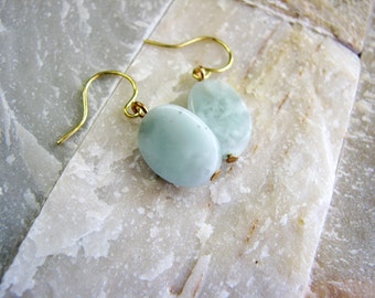 Mint Green Earrings Amazonite Earrings Simple Stone Earrings Delicate Boho Jewelry Minimalist Green Earrings Natural Stone Earrings