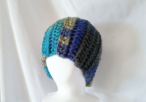 Download Extra wide Winter headband Crochet mens earmuff Electric Blue