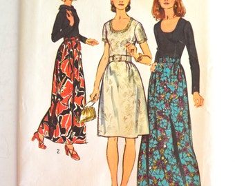 Vintage 1970's Simplicity 5322 Dress in Two Lengths Size 20.5 UNCUT