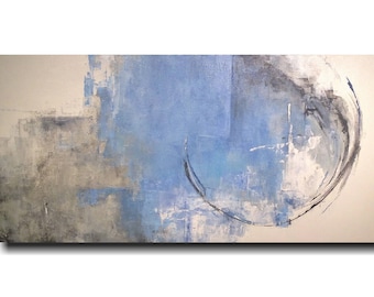 Original Large Abstract painting - 24 X 48 Inches-by Artist JMJartstudio-Exposed-Wall art-wall decor -Blue painting-Oil painting