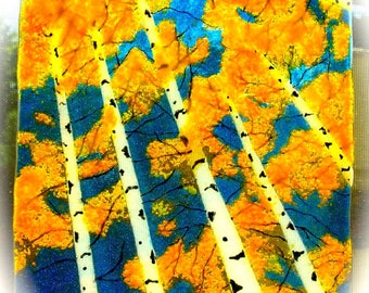 Fused Glass Aspen Blue Sky Gift for Him Wedding Gift