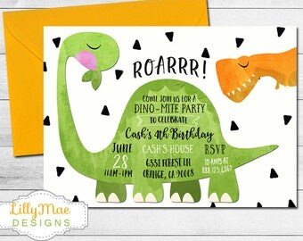 Dinosaur Invitation, Dinosaur Birthday Invitation, Dinosaur Party Invitation, Boy's Dinosaur Party, Watercolor Dinosaur Invitation, digital