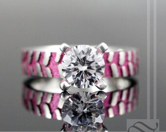 mud tire tread ring with pink inlay sterling silver with cubic zirconia engagement ring - Mud Tire Wedding Rings mud tire tread ring with pink inlay sterling silver with cubic zirconia engagement ring - Mud Tire Wedding Rings
