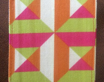 Geometric, green, orange, luggage tag, travel, backpack, gift