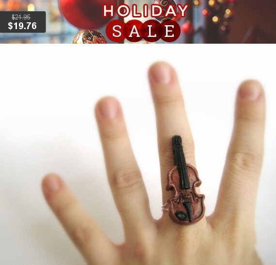 Violin Ring Music Ring Violin Jewelry by SpotLightJewelry