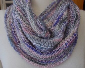 Lavender Pink & Gray Neckwarmer, Cowl, Chunky Cowl, Collar Cowl, Purple Neckwarmer, gift for her, hand made cowl, knit cowl, purple cowl