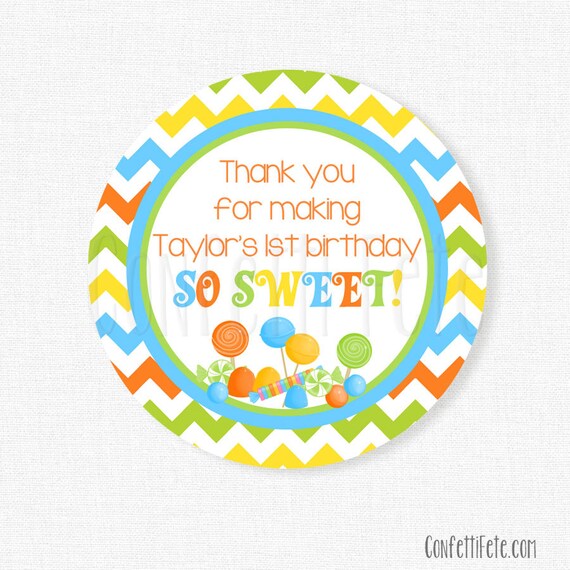 Candy Favor Tags Sweet Shoppe Party Favors Thank You Tag Candyland 