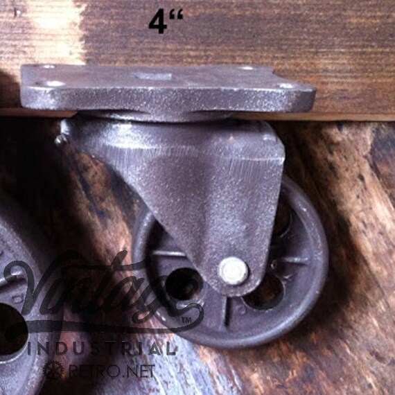 4 Vintage Industrial Casters Antique Industrial Cast