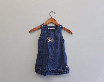 Vintage 90s Gonzaga Bulldogs sleeveless Jean Dress By Saralynn Togs