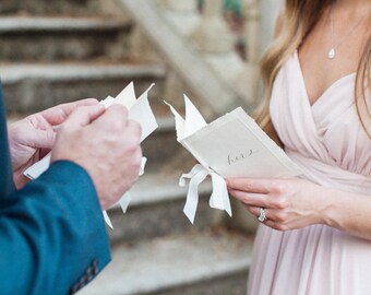 Wedding Vow Book | Custom Vow Booklets | Handmade Paper | Ribbon | Naturally Dyed Ribbon | Silk Ribbon | Set of 2