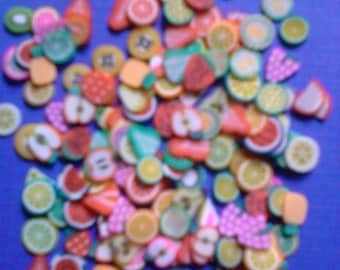 Kawaii clay cane mini fruits slices deco decoden diy more than 200 pcs--USA seller