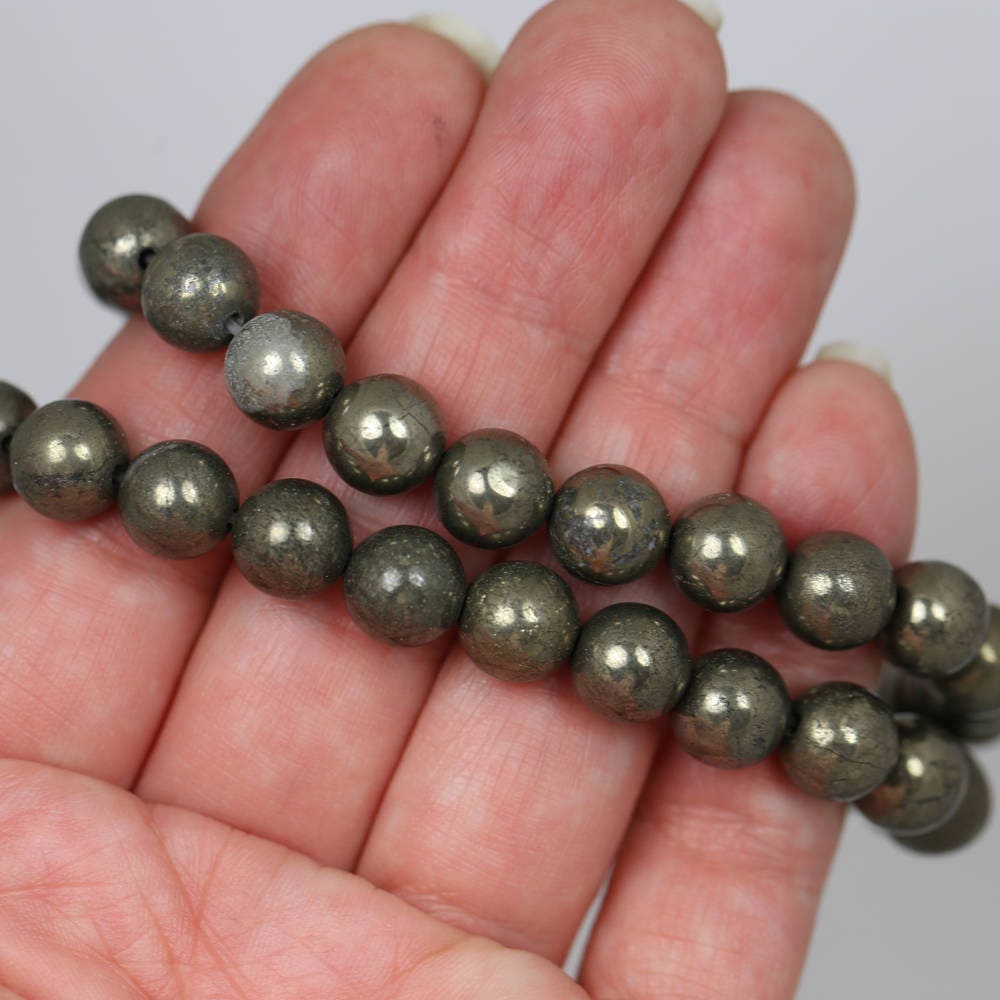 Pyrite Beads 8mm Round from StowawayBeads on Etsy Studio