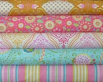 Fat Quarter Bundle of 5 from the Little Azalea Collection by Dena Designs for Free Spirit