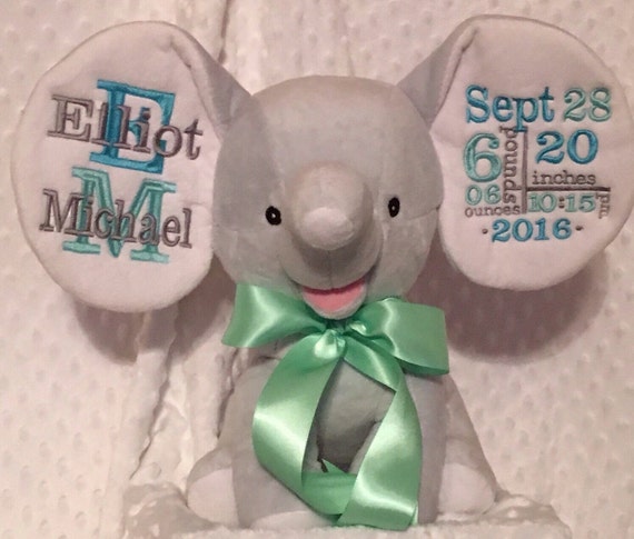 monogrammed stuffed elephant