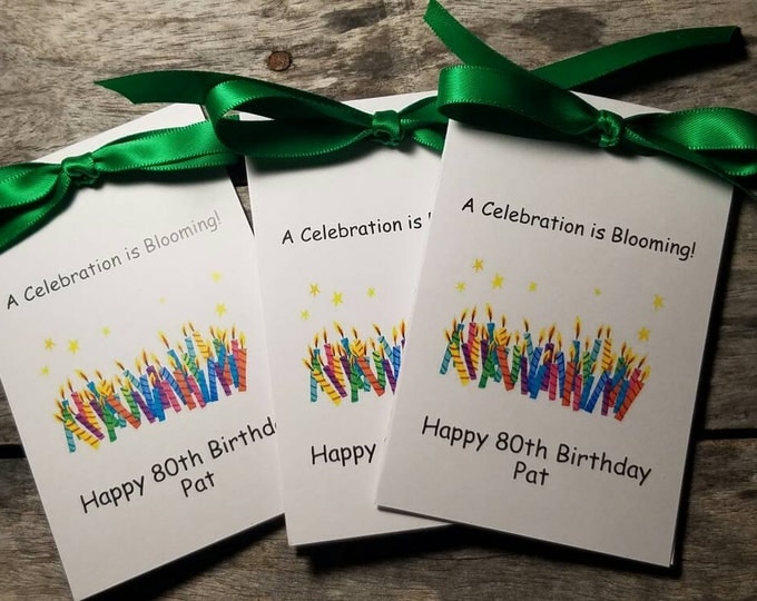 Personalized Birthday Candles Happy Birthday Flower Seed Favors 30th 40th 50th 60th 70th 80th 90th 100 Seed Packets favor