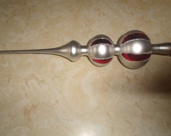 vintage christmas tree topper silver red stripes