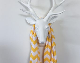 Infinity Scarf - Buttercup Yellow & White Chevron - Cotton Jersey Knit - BEST SELLER