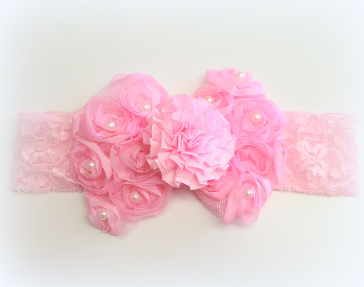 Pink Flower Lace Headband/Girl Headband/Baby Girl