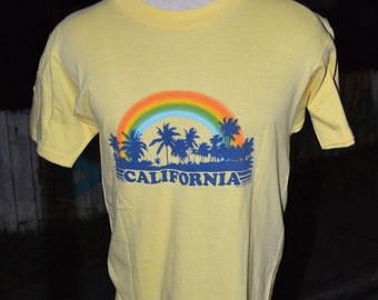 Vintage 1980's California Palm Trees and Rainbow Tourist shirt!!!