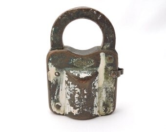 Antique Corbin Brass Padlock - Heavyweight Brass Lock - No Key