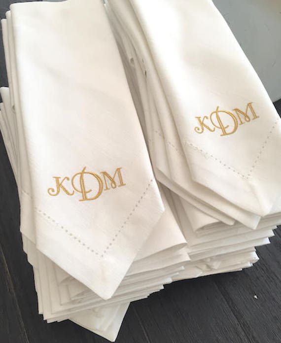 Bulk Monogrammed Cloth Wedding Napkins Set of 50 3 Letter