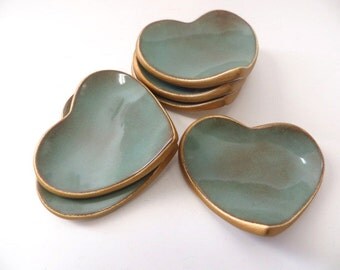 Ring Dish, Party Favor, Ring Holder, Green and Gold, wedding, engagement, baby shower, Greenery, Guest Gift, IN STOCK