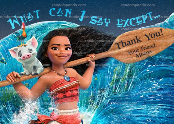 Moana Thank You Card, Maui Birthday Party Thanks Note by Random Panda ...