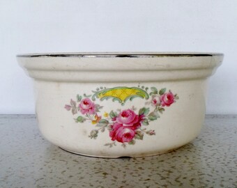 Pottery Bowl Universal Cambridge Serving Camwood Ivory Floral Glazed Ceramic
