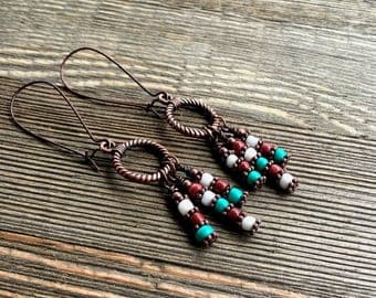 Southwest Beaded Earrings Copper Beaded Earrings item 971