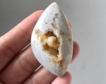 Beautiful White Natural Drusy Cabochon 29 x 54 mm
