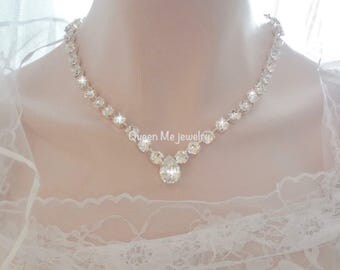 Crystal wedding necklace, Swarovski crystal necklace, Brides necklace, clear sparkling crystals, Stunning,Crystal statement necklace, SOPHIA