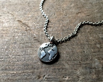 World Map Necklace, Earth Necklace, Planet Earth Necklace, Planet Necklace Silver Earth Necklace Globe Necklace Globes Unique Christmas Gift