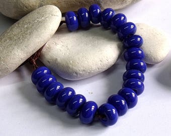 Navy, Lampwork Spacer Beads, SRA, UK