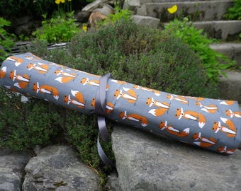 Straight Knitting needle organiser. Knitting needle roll. Fox fabric