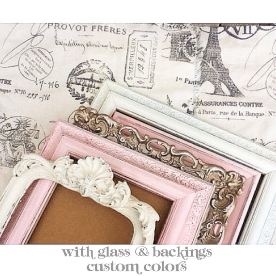 Shabby Chic Nursery PICTURE FRAMES pink gold cream