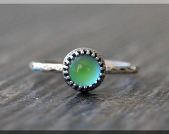 Sterling Silver Mood Ring, Simple Stacking Ring, Stackable Color Changing Ring, Mood Change Stacking ring, Psychedelic Mood Ring
