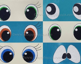 Eyes Embroidery Designs - Lot of 6 Eye Styles for 4x4 hoop 1 inch, 1-1/2 inch, 2 inch designs, 42 designs Digital Files - Instant Download