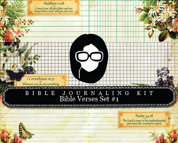 Bible Journaling Kit - Bible Verse Set #1 - 3 Pg Instant Downloads - digital rose paper, bible verses diy, prayer journaling, scripture art