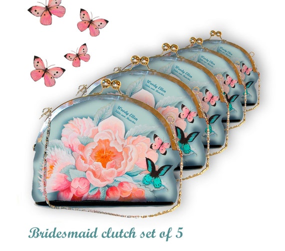 Bridesmaid clutch 5 , Idda, clutch pink blue, gift for her, gift bride, Woody Ellen bag, marriage gifts, wedding clutch, bridal bag