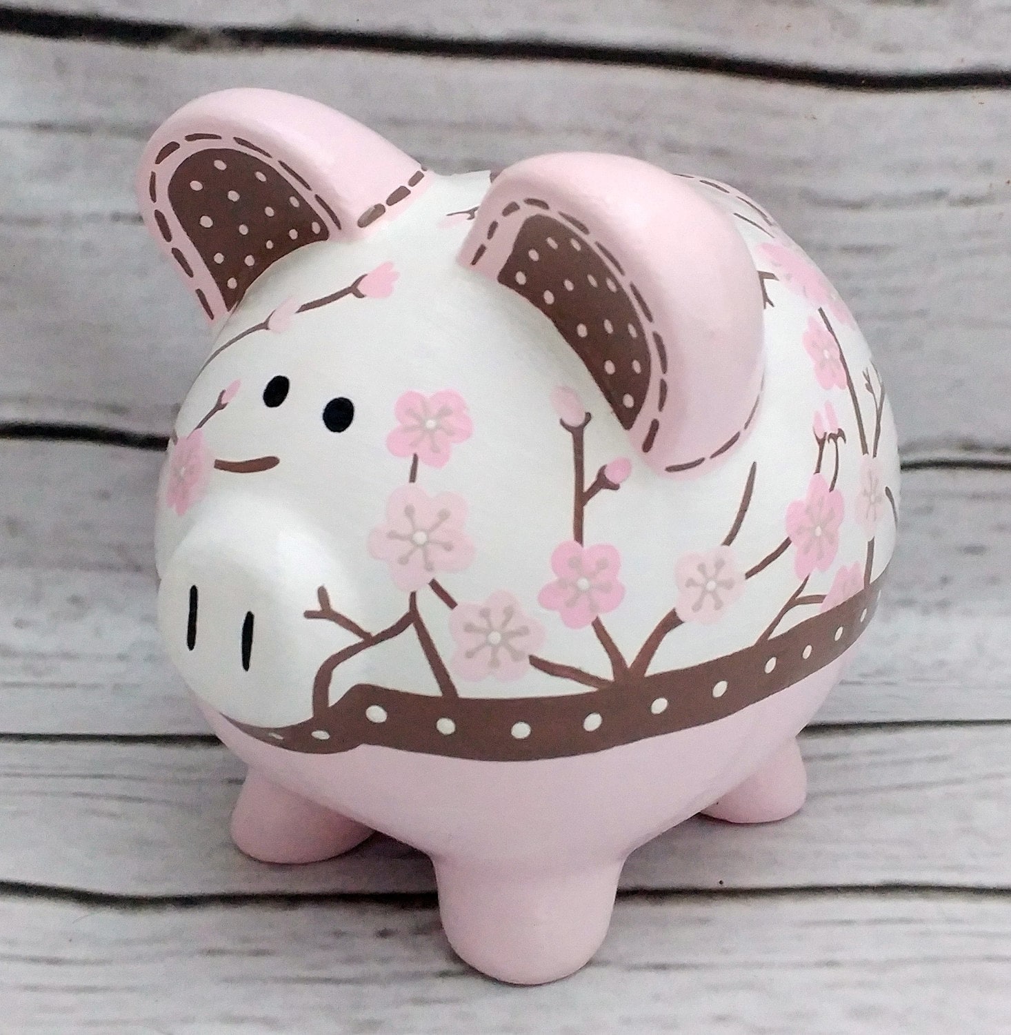 Personalized Piggy bank Artisan hand painted ceramic piggy