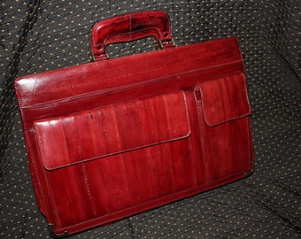 Vintage EEL Skin Leather Burgandy Briefcase