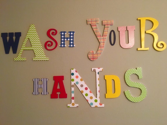 Wall Letters Kids Bathroom Art Bathroom Decal Art Wooden