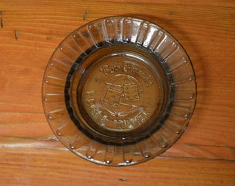 Vintage Bob Stupaks Vegas World casino grey glass ashtray collectible souvenir casino hotel advertising ashtray souvenir