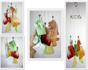Wind Chime, Stained Glass Chime, Glass Windchime, Multi Color, Garden Decor, Home Decor